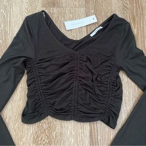 Long Sleeve Ruched Crop Top